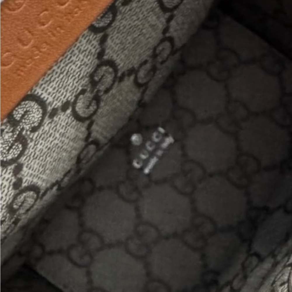Gucci Mini Canvas Tote Bag Brown Leather Logo Crossbody NEW Full Set - Picture 4 of 8